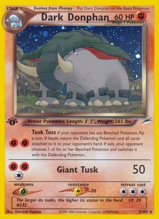 Dark Donphan — Neo Destiny Pokémon TCG card by Shin-ichi Yoshida