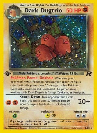Dark Dugtrio (6) — Team Rocket Pokémon TCG card by Kagemaru Himeno