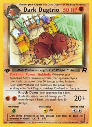 Dark Dugtrio (23) — Team Rocket Pokémon TCG card by Kagemaru Himeno