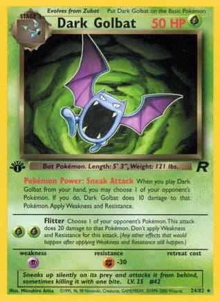 Dark Golbat (24) — Team Rocket Pokémon TCG card by Mitsuhiro Arita