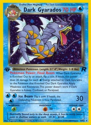 Dark Gyarados (8) — Team Rocket Pokémon TCG card by Kagemaru Himeno