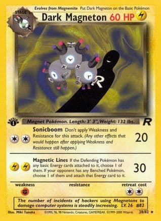 Dark Magneton (28) — Team Rocket Pokémon TCG card by Miki Tanaka