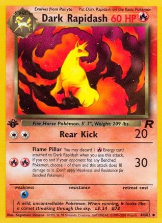Dark Rapidash — Team Rocket Pokémon TCG card by Kagemaru Himeno
