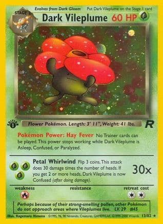 Dark Vileplume (13) — Team Rocket Pokémon TCG card by Kagemaru Himeno