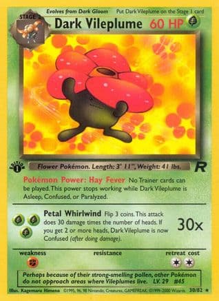 Dark Vileplume (30) — Team Rocket Pokémon TCG card by Kagemaru Himena