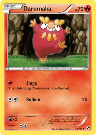 Darumaka (24) — Black and White Pokémon TCG card by Masakazu Fukuda