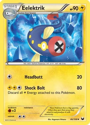 Eelektrik — Dark Explorers Pokémon TCG card by Kagemaru Himeno