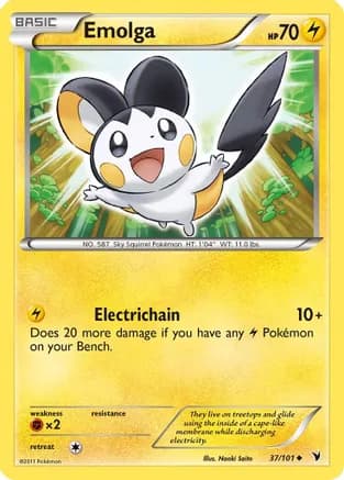 Emolga — Noble Victories Pokémon TCG card by Naoki Saito