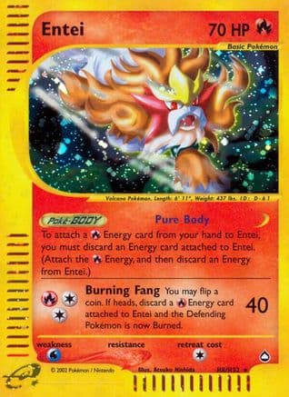Entei (H8) — Aquapolis Pokémon TCG card by Ken Sugimori