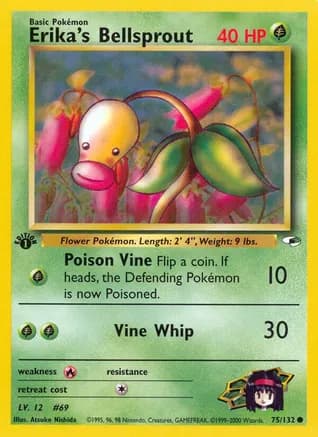 Erika's Bellsprout (75) — Gym Heroes Pokémon TCG card by Atsuko Nishida