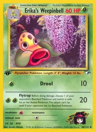 Erika's Weepinbell (48) — Gym Heroes Pokémon TCG card by Atsuko Nishida