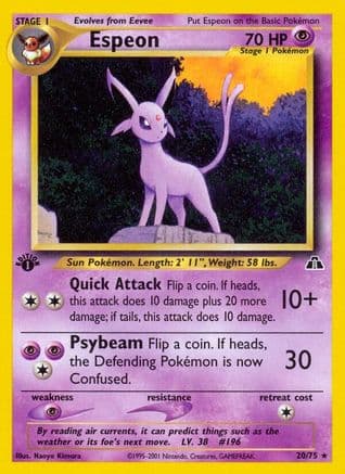 Espeon (20) — Neo Discovery Pokémon TCG card by Naoyo Kimura