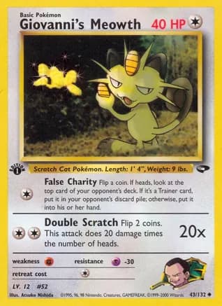 Giovanni's Meowth (43) — Gym Challenge Pokémon TCG card by Atsuko Nishida