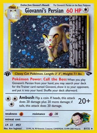 Giovanni's Persian — Gym Challenge Pokémon TCG card by Ken Sugimori