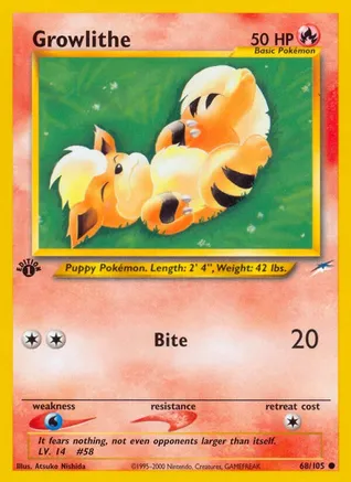 Growlithe — Neo Destiny Pokémon TCG card by Atsuko Nishida