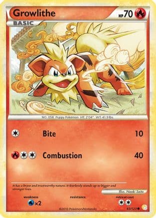 Growlithe — HeartGold SoulSilver Pokémon TCG card by Naoki Saito