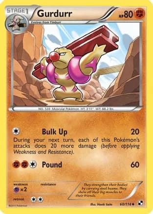 Gurdurr — Black and White Pokémon TCG card by Naoki Saito
