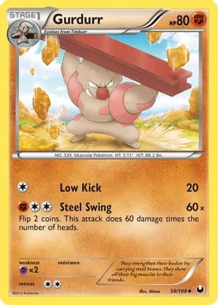 Gurdurr — Dark Explorers Pokémon TCG card by Mizue