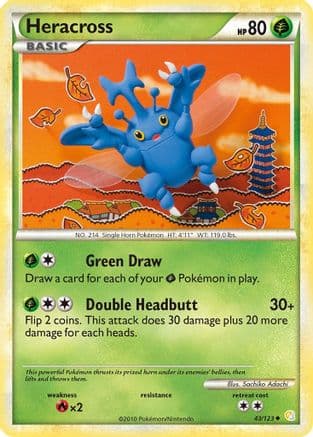 Heracross — HeartGold SoulSilver Pokémon TCG card by Sachiko Adachi