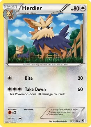 Herdier — Boundaries Crossed Pokémon TCG card by Masakazu Fukuda