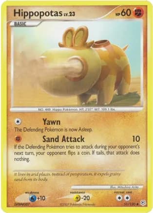 Hippopotas — Diamond and Pearl Pokémon TCG card by Mitsuhiro Arita
