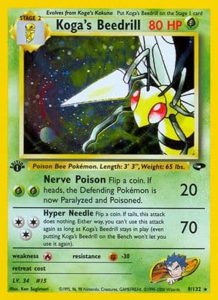 Koga's Beedrill — Gym Challenge Pokémon TCG card by Ken Sugimori