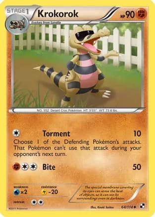 Krokorok — Black and White Pokémon TCG card by Kouki Saitou