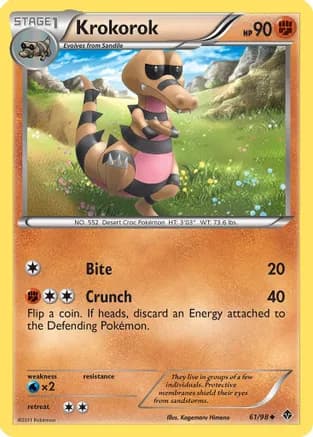 Krokorok — Emerging Powers Pokémon TCG card by Kagemaru Himeno
