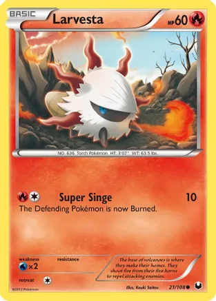 Larvesta (21) — Dark Explorers Pokémon TCG card by Kouki Saitou