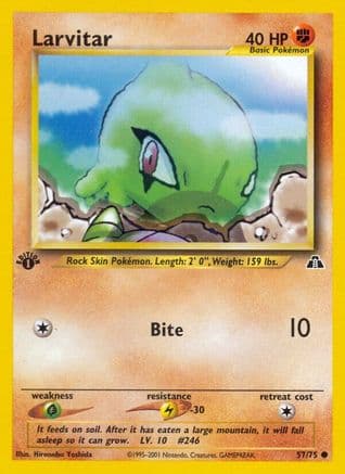 Larvitar — Neo Discovery Pokémon TCG card by Hironobu Yoshida