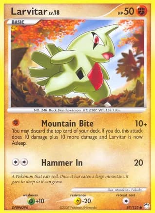 Larvitar — Mysterious Treasures Pokémon TCG card by Masakazu Fukuda