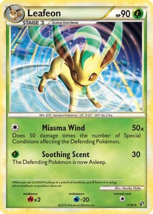 Leafeon — Undaunted Pokémon TCG card by Noriko Hotta