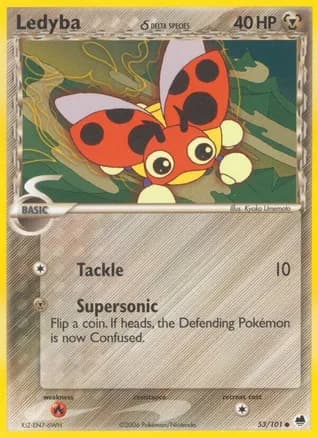 Ledyba (Delta Species) — EX Dragon Frontiers Pokémon TCG card by K. Utsunomiya
