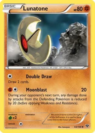 Lunatone — XY Base Set Pokémon TCG card by kawayoo