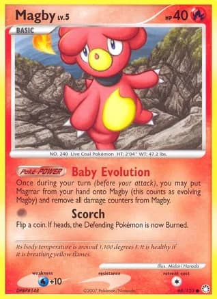 Magby — Mysterious Treasures Pokémon TCG card by Midori Harada