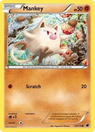 Mankey — Plasma Freeze Pokémon TCG card by Kagemaru Himeno