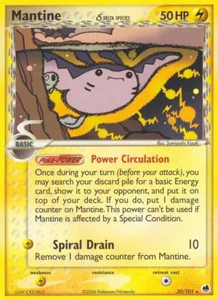Mantine (Delta Species) — EX Dragon Frontiers Pokémon TCG card by Atsuko Nishida