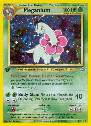 Meganium (10) — Neo Genesis Pokémon TCG card by Ken Sugimori