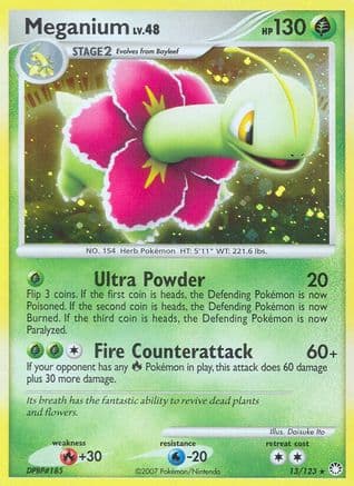 Meganium — Mysterious Treasures Pokémon TCG card by Daisuke Ito