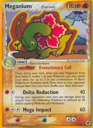 Meganium (Delta Species) — EX Dragon Frontiers Pokémon TCG card by Sumiyoshi Kizuki
