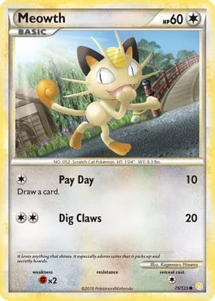 Meowth — HeartGold SoulSilver Pokémon TCG card by Kagemaru Himeno