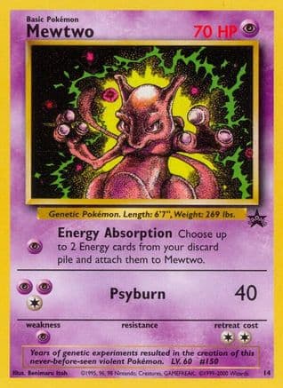 Mewtwo (14) — WoTC Promo Pokémon TCG card by Benimaru Itoh
