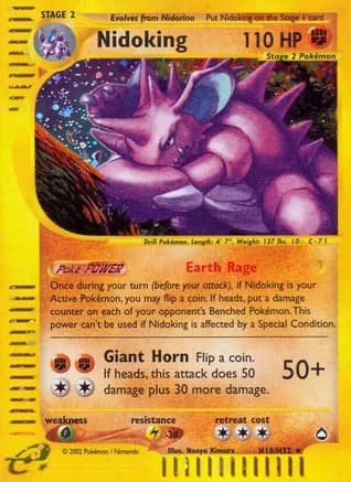 Nidoking (H18) — Aquapolis Pokémon TCG card by Naoyo Kimura