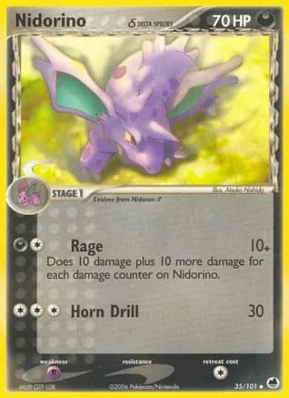 Nidorino (Delta Species) — EX Dragon Frontiers Pokémon TCG card by Atsuko Nishida