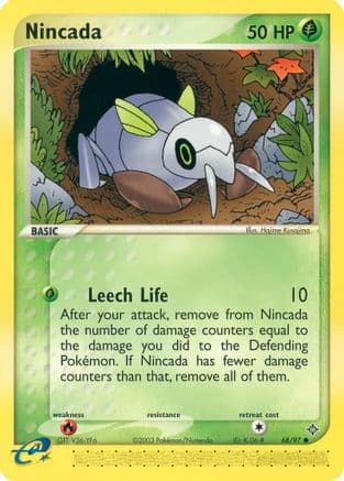 Nincada - 68/97 — Dragon Pokémon TCG card by Hajime Kusajima