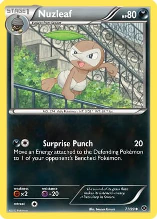 Nuzleaf — Next Destinies Pokémon TCG card by Naoyo Kimura