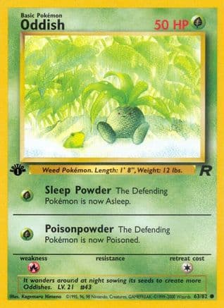 Oddish — Team Rocket Pokémon TCG card by Kagemaru Himeno