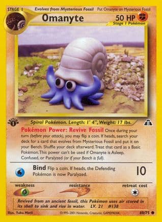 Omanyte — Neo Discovery Pokémon TCG card by Kenkichi Toyama