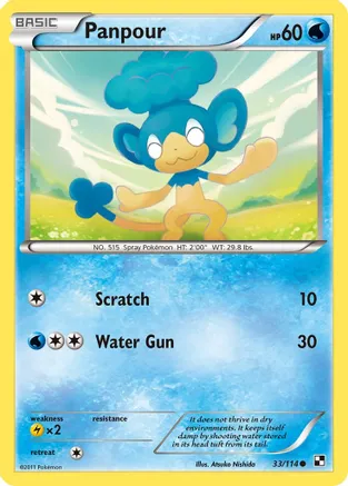 Panpour — Black and White Pokémon TCG card by Mitsuhiro Arita