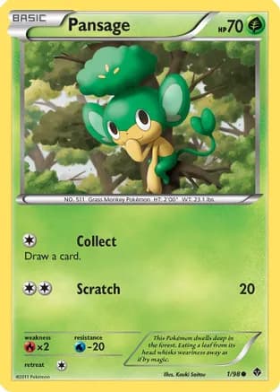 Pansage — Emerging Powers Pokémon TCG card by Kouki Saitou